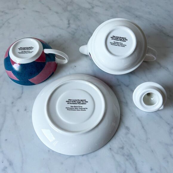 Louise Bourgeios Tea For One Set Bone China Teapot Cup Saucer Third Drawer Down - Picture 8 of 14